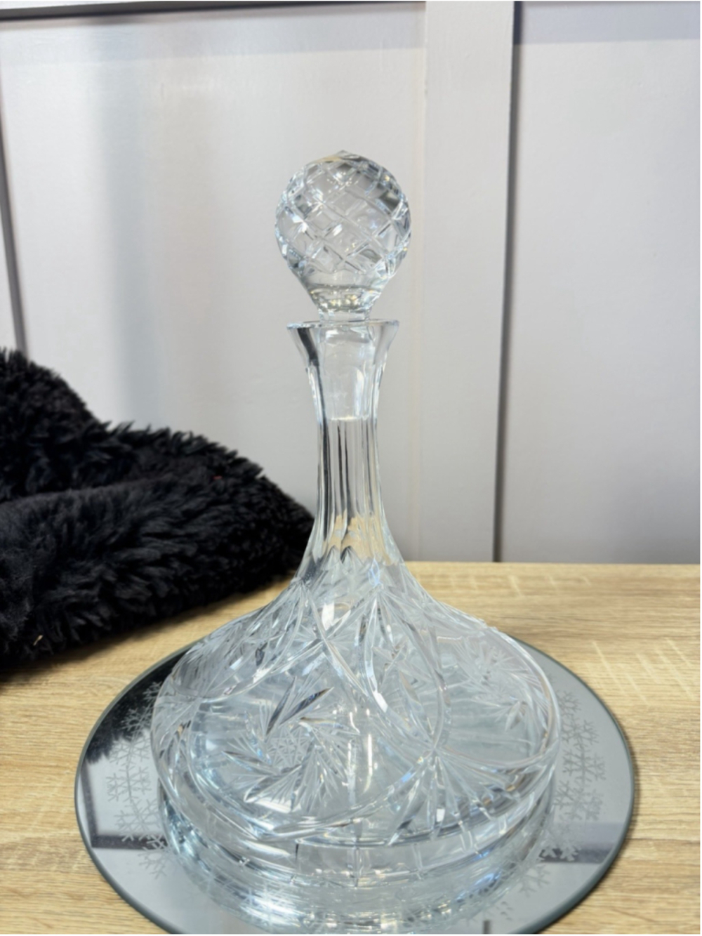 SHIP CAPTAINS Wine Liquor Decanter 10”HEAVY Clear Cut Lead Crystal